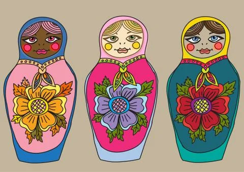 Russian nested doll, matrioshka set Stock Illustration