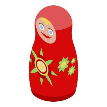 Russian nesting doll icon, isometric style Stockillustratie