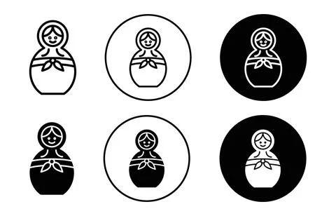 Russian nesting doll icon Outline flat Icon Stock Illustration