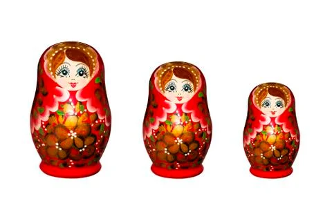 Russian nesting doll isolated on white background. Stock Photos