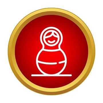 Russian nesting doll matryoshka icon in a red circle Stock Illustration