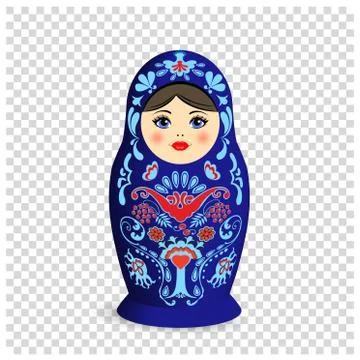 Russian nesting doll with ornamental pattern. on tranparent background Stock Illustration