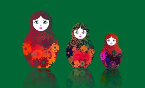 Russian nesting dolls matrioshka, set icon colorful symbol of Russia Stock Illustration