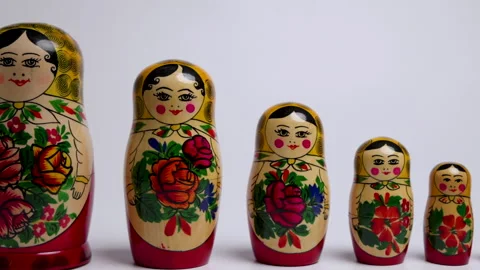 Russian Nesting Dolls on a White Background Panning Right Video stock 281966527