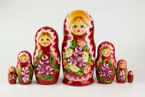 Russian nesting dolls on a white background. Stock Photos