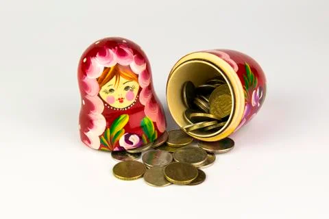 Russian nesting dolls on a white background. Stock Photos