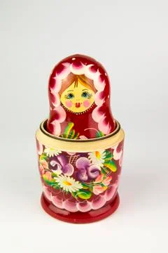 Russian nesting dolls on a white background. Stock Photos