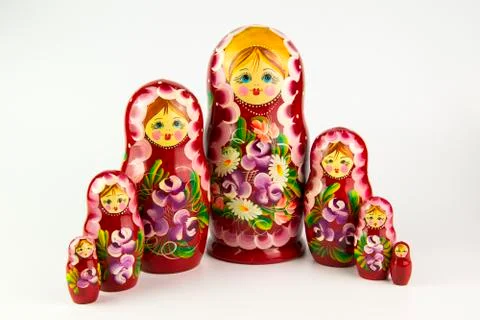 Russian nesting dolls on a white background. Stock Photos