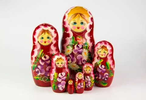 Russian nesting dolls on a white background. Stock Photos