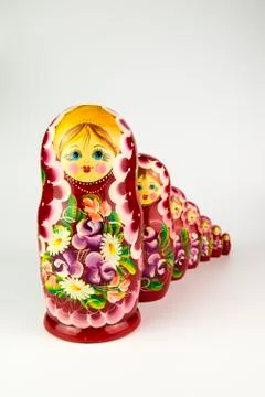 Russian nesting dolls on a white background. Stock Photos