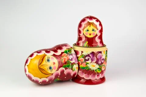 Russian nesting dolls on a white background. Stock Photos