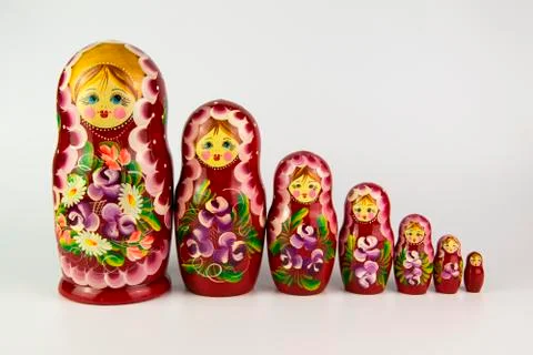 Russian nesting dolls on a white background. Stock Photos