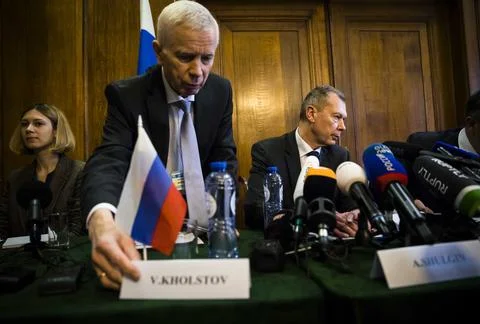 Russian officials react to diplomatic crisis over the Skripal poisoning, The Hag Stock Photos