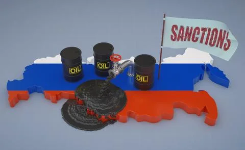 Russian Oil Sanctions Concept Stock Illustration