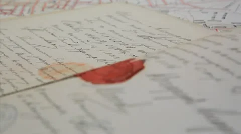 Russian old document with a wax seal 2 Stock Footage 12544255