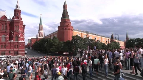 Russian opposition groups hold a demonstration in front of the Kremlin in centra Stock Footage 224381656