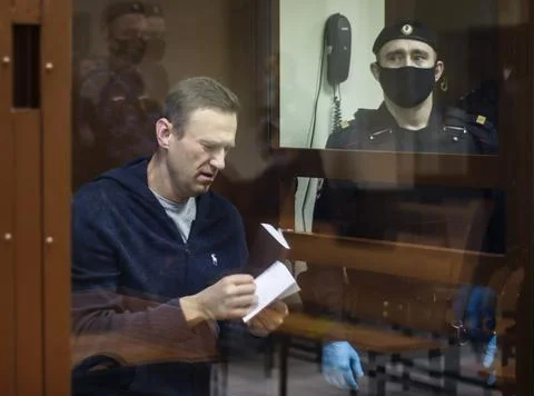 Russian opposition leader Alexei Navalny attends hearing on slander charges case Stock Photos