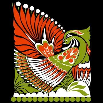 Russian ornament. folklore ornament withe bird Illustrazione stock
