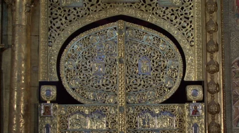 Russian Orthodox altar gates Stock Footage 44093518