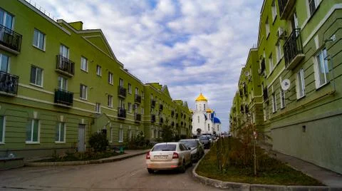 Russian Orthodox church in the city Stock Photos