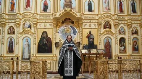 Russian Orthodox Church. The interior, icons, candle, life. Stock Footage