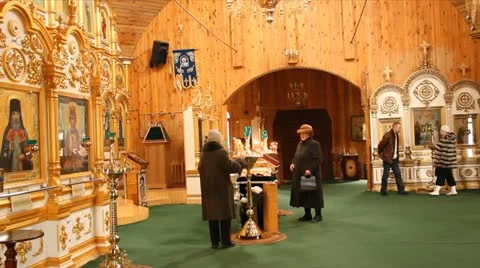 Russian Orthodox Church. The interior, icons, candle, life. Stock Footage