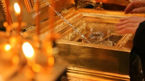 Russian Orthodox Church. The interior, icons, candle, life. Stock Footage