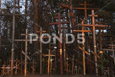 Russian Orthodox graveyard Crosses on Russian Orthodox cemetry at dawn ...