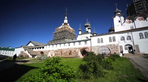 Russian Orthodox Solovetsky Monastery under reconstruction. Stock Footage 64929953