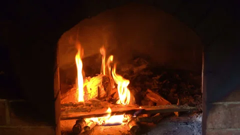 Russian oven, a fire in the fireplace Stock Footage 251650069