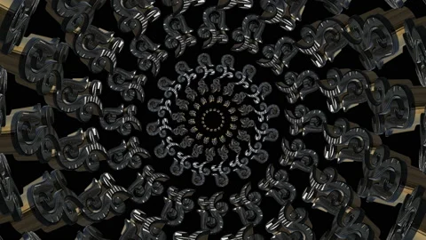 Russian pattern. 3D shapes laid out in circles. Gold and silver. Slowly float in Stock-Footage 150557296