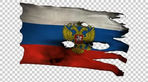 Russian perforated, burned, grunge glory flag loop alpha Stock Footage 44575983
