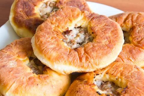 Russian pie with meat Stock Photos