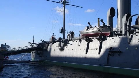 Russian protected cruiser Aurora Stock Footage 218089149
