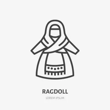 Russian rag doll flat line icon. Vector thin sign of traditional ragdoll, folk Stock Illustration