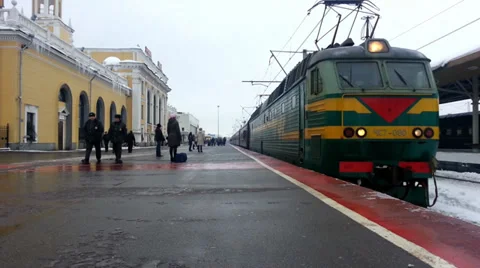 Russian Railway Station - Train Arrived Stock Footage 34502603