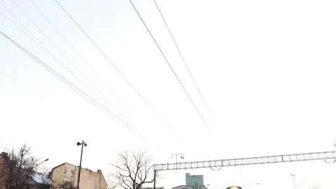 Russian railway train arrival Stock Footage 84039656