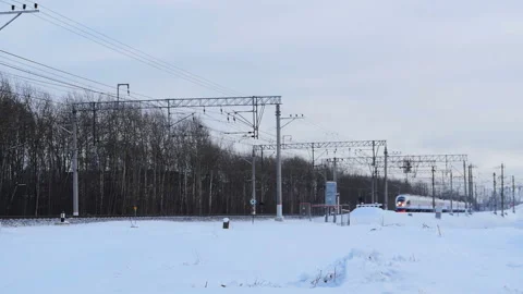 Russian Railways high-speed train is approaching Stock Footage 148339111
