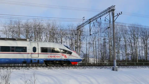 Russian Railways high speed train "Peregrine" Stock Footage 148408438