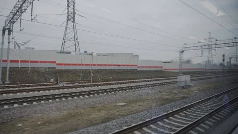 Russian Railways (RZD). View from window of fast moving train Stock Footage 111342896