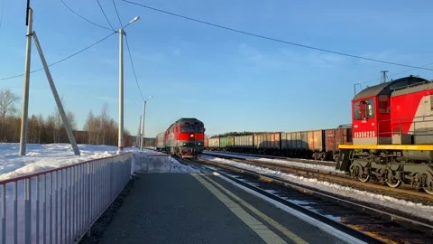 Russian Railways train with one carriage arrives at the station Stock-Footage 181341726