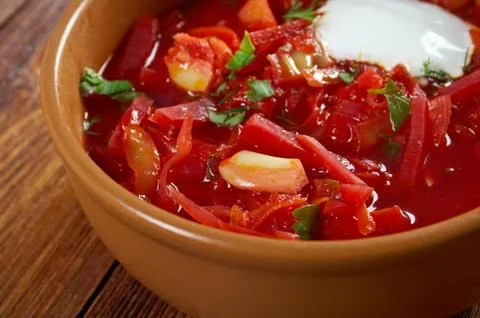 Russian red-beet soup (borscht) Foto stock