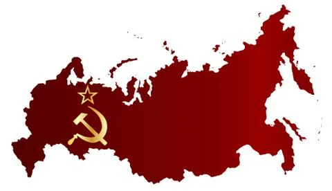 Russian Red Flag Silhouette Map Stock Illustration