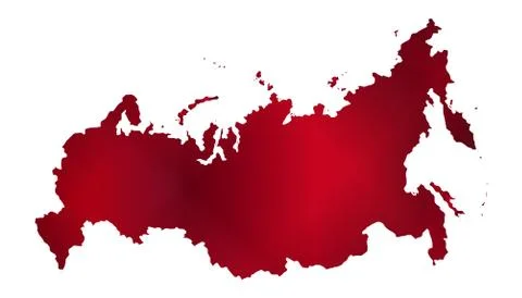 Russian Red Isolated Silhouette Map Stock Illustration