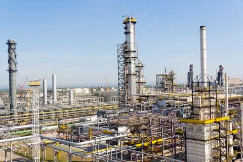 Russian refinery complex at summer daylight Stock Photos