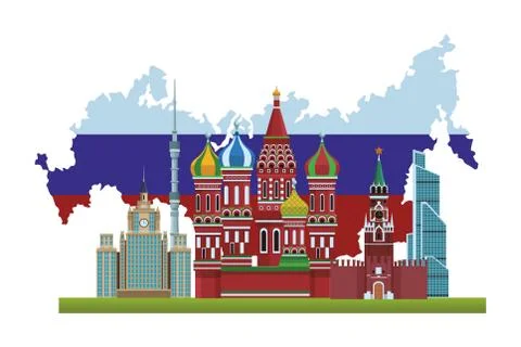 Russian relevant buildings Stock Illustration