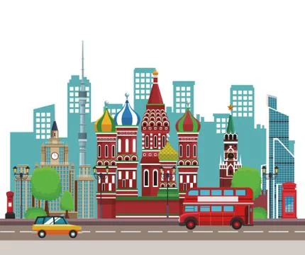 Russian relevant buildings Stock Illustration