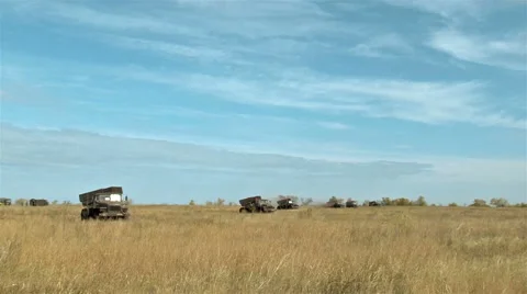 Russian rocket launch system Grad shoots Stock Footage 65287248