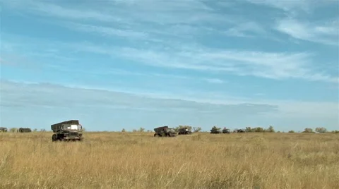 Russian rocket launch system Grad shoots Stock Footage 65287306