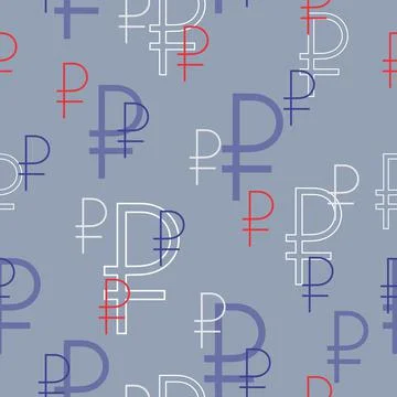 Russian rouble icon vector geometric seamless background Stock Illustration